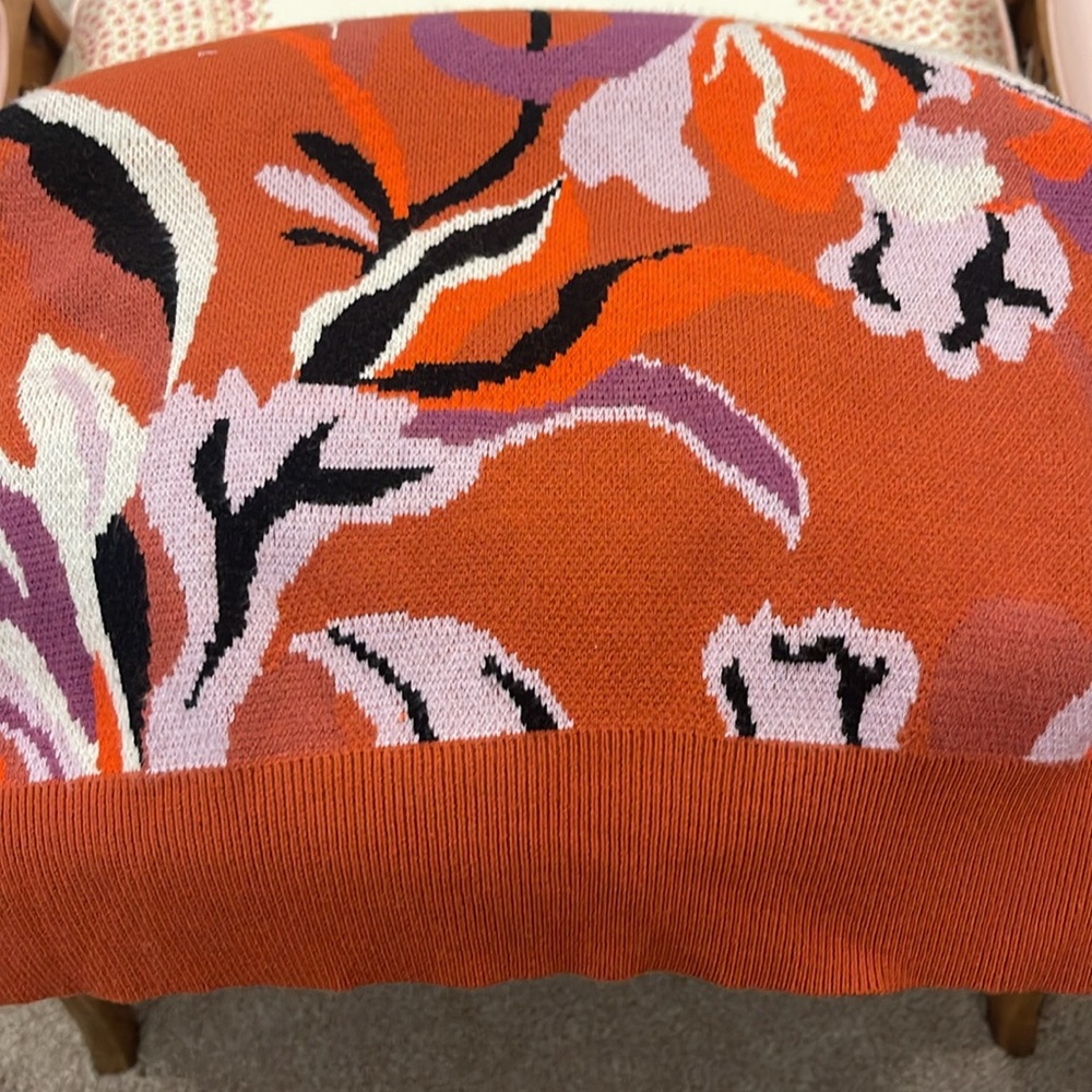 Anthrpolgie Floral Patterned Sweater - Orange and Purple SZ Medium - Picture 6 of 8